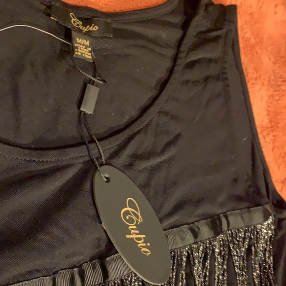 Cupio Black Sleeveless Top w/Tassles - multi layered SZ M NWT - Picture 4 of 7
